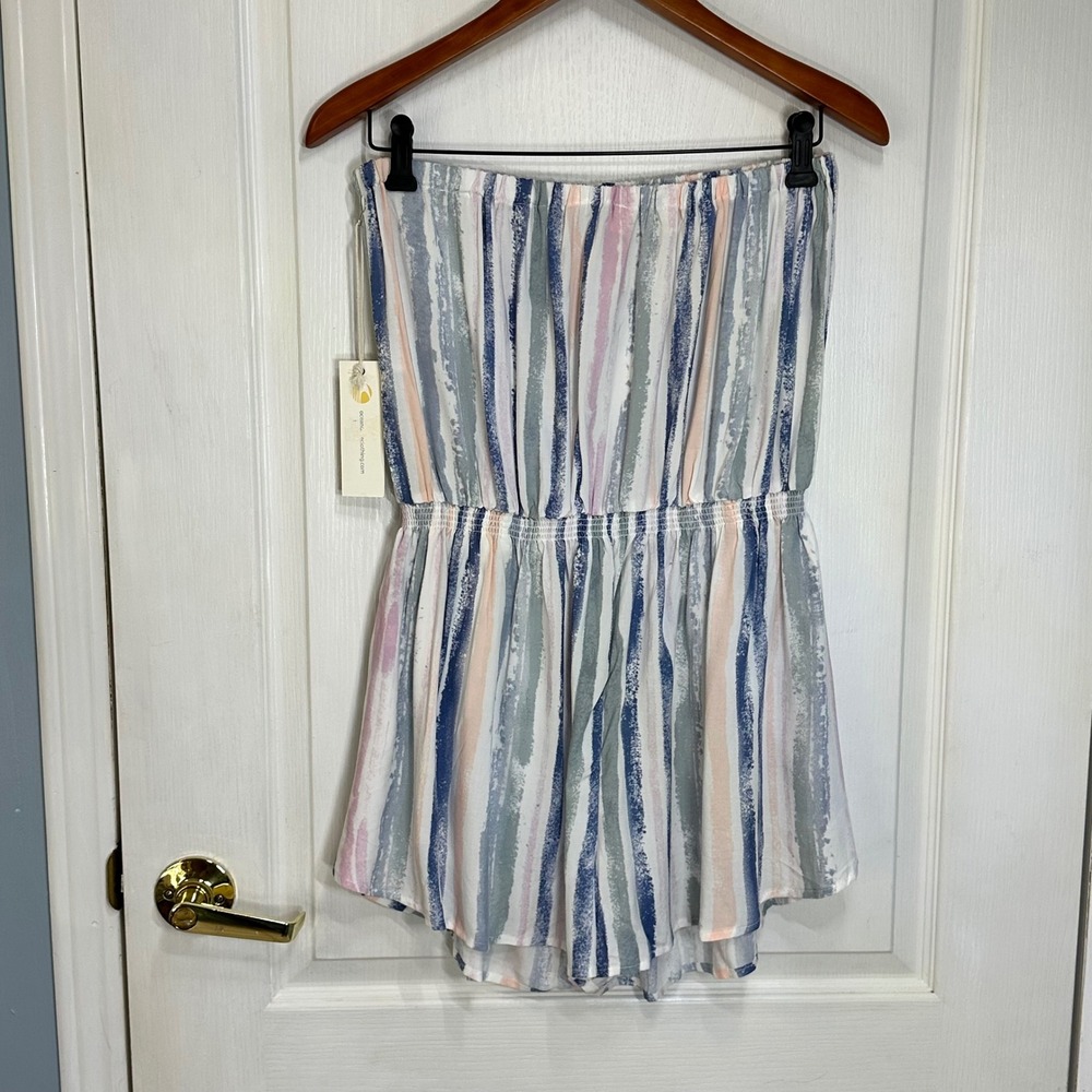 Ocean Drive Romper Striped Strapless Size Medium Pull On NWT - Picture 2 of 7